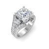 2 Ct Cushion Colorless Lab Diamond & 1 Ctw Split Shank Wide Band Engagement Ring