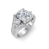 2 Ct Elongated Cushion Moissanite & 1 Ctw Lab Diamond Split Shank Wide Band Engagement Ring