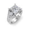 2 Ct Princess Moissanite & 1 Ctw Lab Diamond Split Shank Wide Band Engagement Ring