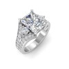 2 Ct Radiant Colorless Lab Diamond & 1 Ctw Split Shank Wide Band Engagement Ring