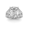 2 Ct Elongated Cushion Moissanite & 1 Ctw Lab Diamond Split Shank Wide Band Engagement Ring