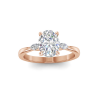 1.50 Ct Oval Moissanite & .12 Ctw Marquise Diamond Three Stone Engagement Ring