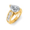 4 Ct Pear Lab Diamond & 1.44 Ctw Lab Diamond Channel Set Wide Band Engagement Ring