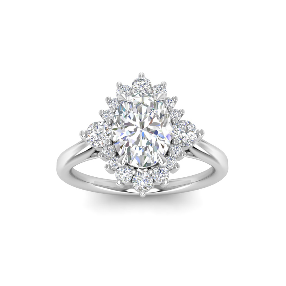 1.88 Ctw Oval Stone Vintage Flora Halo Engagement Ring