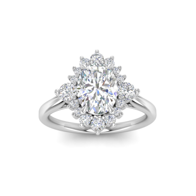 1.88 Ctw Oval Stone Vintage Flora Halo Engagement Ring