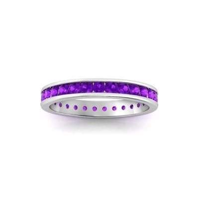 1 Ctw Amethyst Channel Set Birthstone Eternity Ring