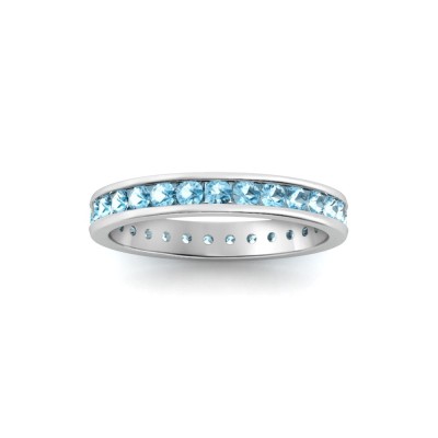 1 Ctw Aquamarine Channel Set Birthstone Eternity Ring