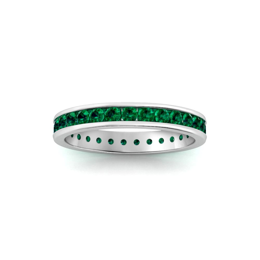 1 Ctw Emerald Channel Set Birthstone Eternity Ring