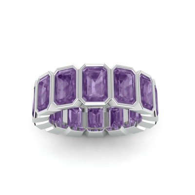 Amethyst Birthstone Bezel Eternity Band