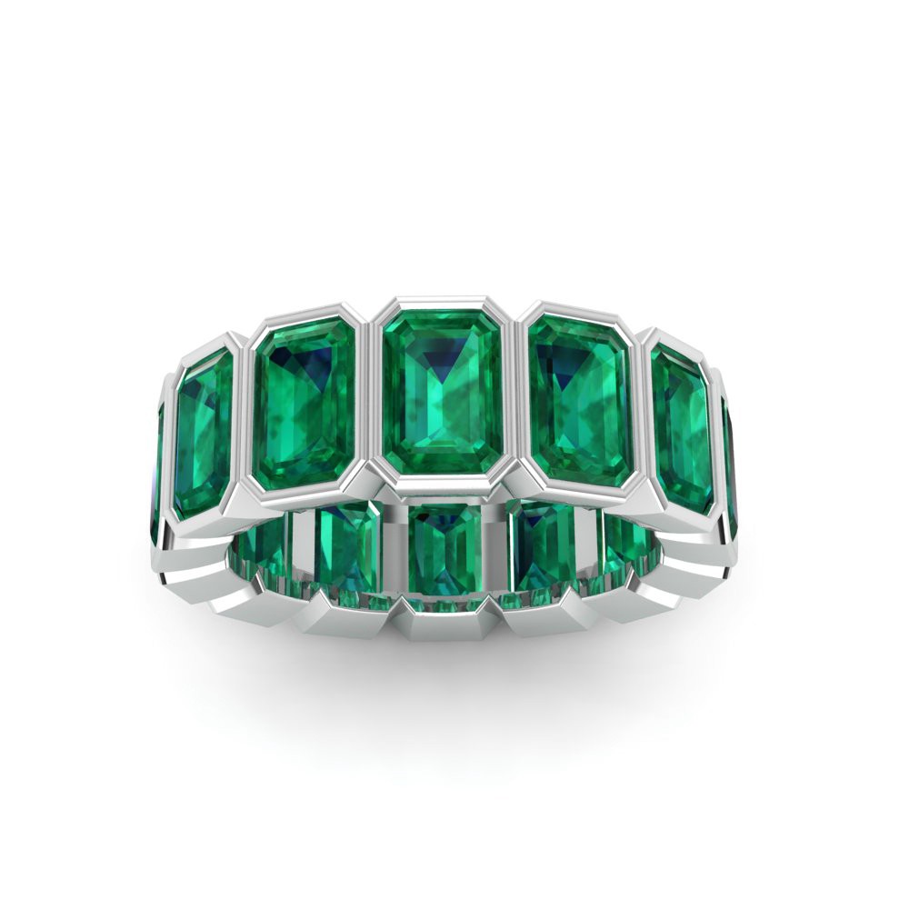 Emerald Birthstone Bezel Eternity Band