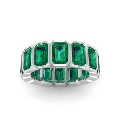 Emerald Birthstone Bezel Eternity Band