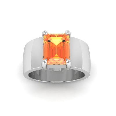 2.5 Ct Citrine Emerald Cut Birthstone Wide Band Cigar Ring