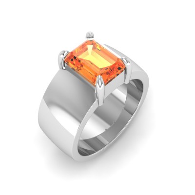 2.5 Ct Citrine Emerald Cut Birthstone Wide Band Cigar Ring