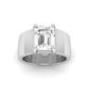 2.5 Ct CZ Emerald Cut Birthstone Wide Band Cigar Ring