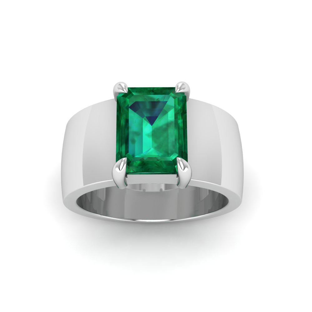 2.5 Ct Emerald Cut Birthstone Wide Band Cigar Ring