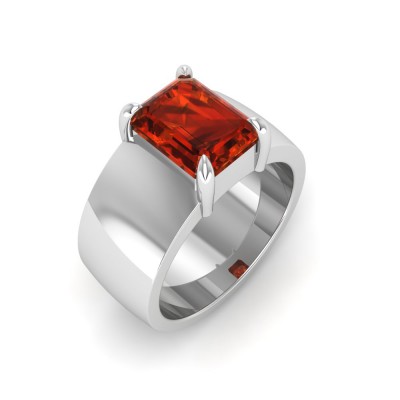 2.5 Ct Garnet Emerald Cut Birthstone Wide Band Cigar Ring