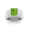 2.5 Ct Peridot Emerald Cut Birthstone Wide Band Cigar Ring