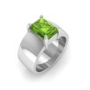 2.5 Ct Peridot Emerald Cut Birthstone Wide Band Cigar Ring