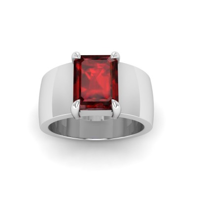 2.5 Ct Ruby Emerald Cut Birthstone Wide Band Cigar Ring