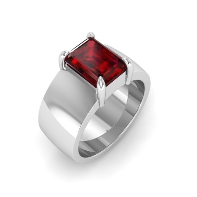 2.5 Ct Ruby Emerald Cut Birthstone Wide Band Cigar Ring