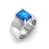 2.5 Ct Blue Topaz Emerald Cut Birthstone Wide Band Cigar Ring