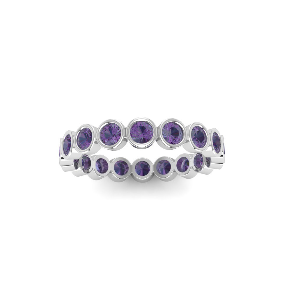 Alexandrite Round Birthstone Bezel Eternity Wedding Ring