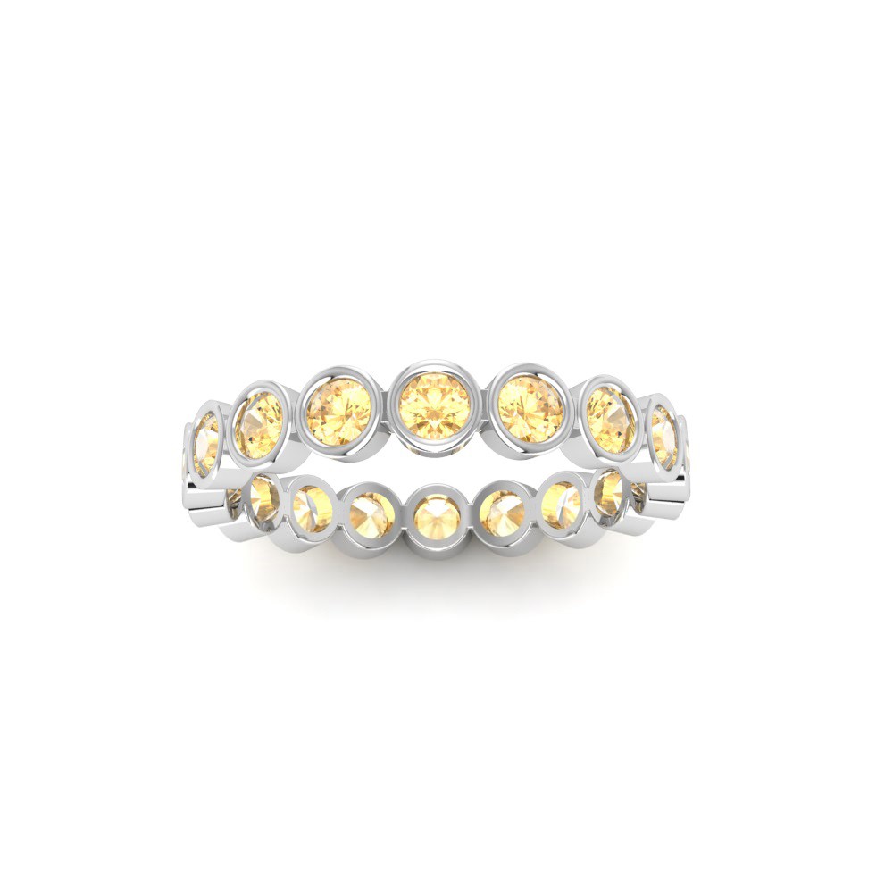 Citrine Round Birthstone Bezel Eternity Wedding Ring