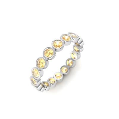 Citrine Round Birthstone Bezel Eternity Wedding Ring