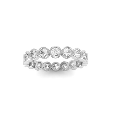 CZ Round Birthstone Bezel Eternity Wedding Ring