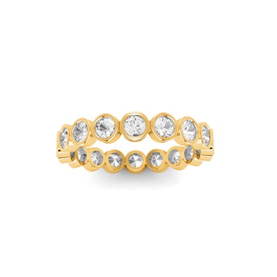 Lab Diamond Round Birthstone Bezel Eternity Wedding Ring