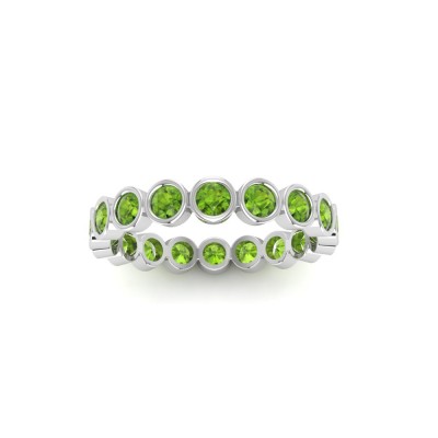 Peridot Round Birthstone Bezel Eternity Wedding Ring