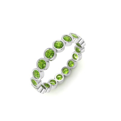 Peridot Round Birthstone Bezel Eternity Wedding Ring