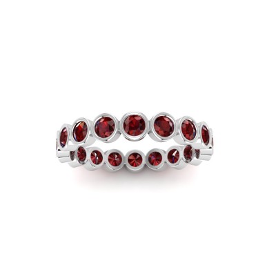 Ruby Round Birthstone Bezel Eternity Wedding Ring