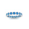 Blue Topaz Round Birthstone Bezel Eternity Wedding Ring