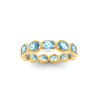 Aquamarine Oval Birthstone Bezel Eternity Wedding Ring