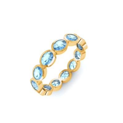 Aquamarine Oval Birthstone Bezel Eternity Wedding Ring