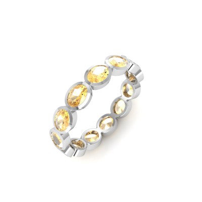 Citrine Oval Birthstone Bezel Eternity Wedding Ring