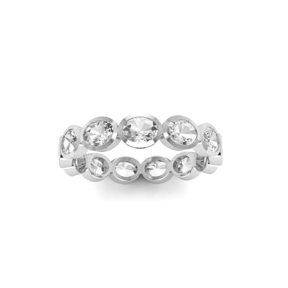 CZ Oval Birthstone Bezel Eternity Wedding Ring