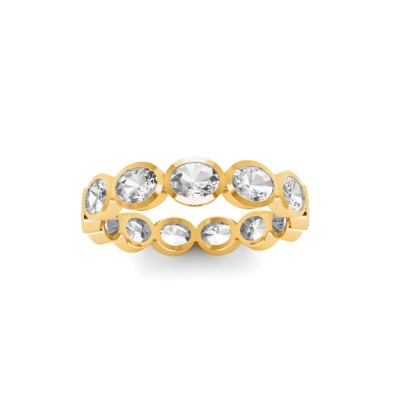 Lab Diamond Oval Birthstone Bezel Eternity Wedding Ring