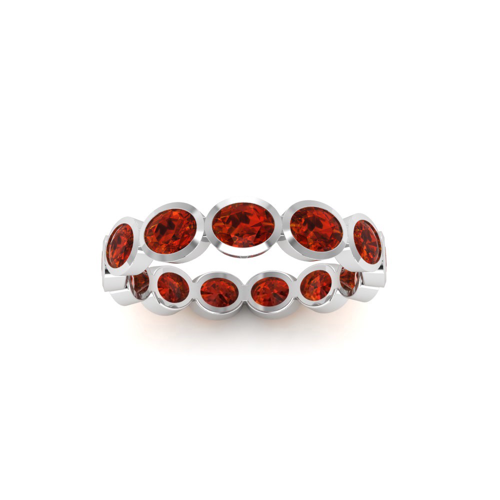 Garnet Oval Birthstone Bezel Eternity Wedding Ring