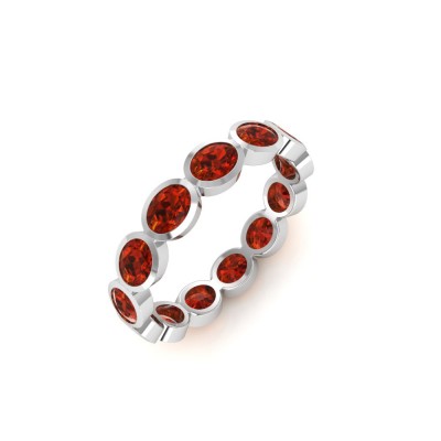 Garnet Oval Birthstone Bezel Eternity Wedding Ring