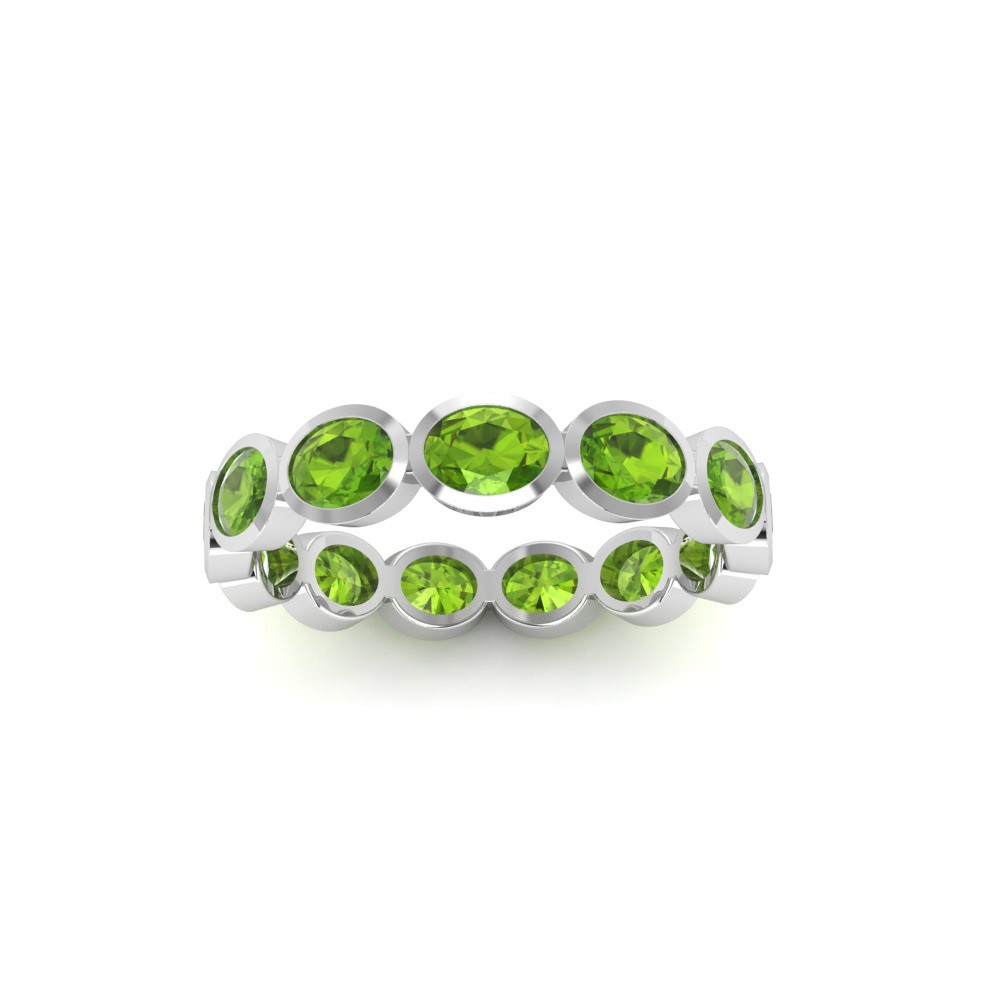 Peridot Oval Birthstone Bezel Eternity Wedding Ring