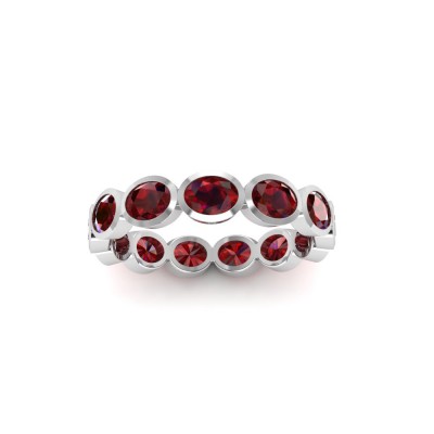 Ruby Oval Birthstone Bezel Eternity Wedding Ring