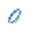 Blue Topaz Oval Birthstone Bezel Eternity Wedding Ring