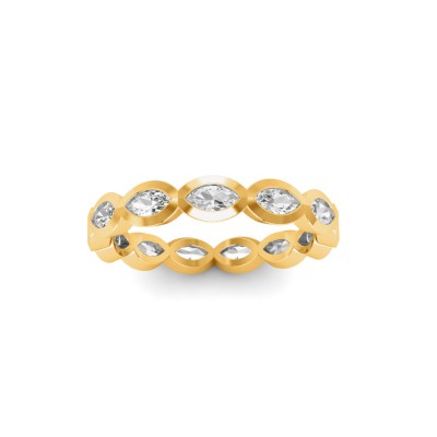 Lab Diamond Marquise Birthstone Bezel Eternity Wedding Ring