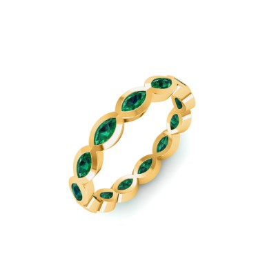 Emerald Marquise Birthstone Bezel Eternity Wedding Ring