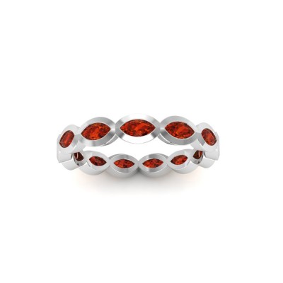 Garnet Marquise Birthstone Bezel Eternity Wedding Ring