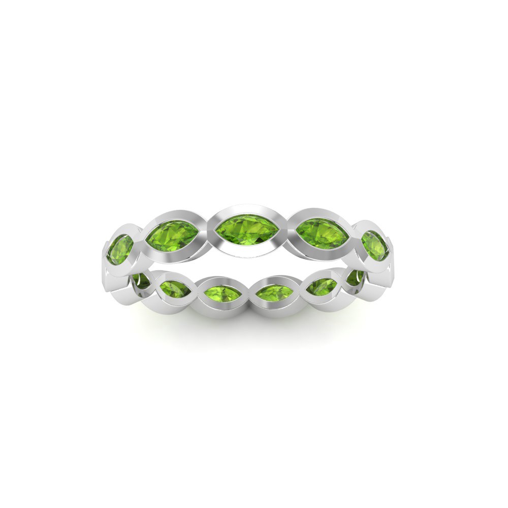 Peridot Marquise Birthstone Bezel Eternity Wedding Ring