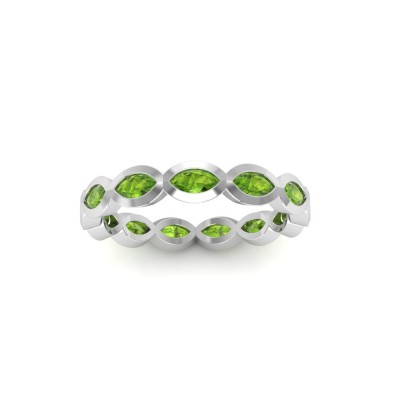 Peridot Marquise Birthstone Bezel Eternity Wedding Ring