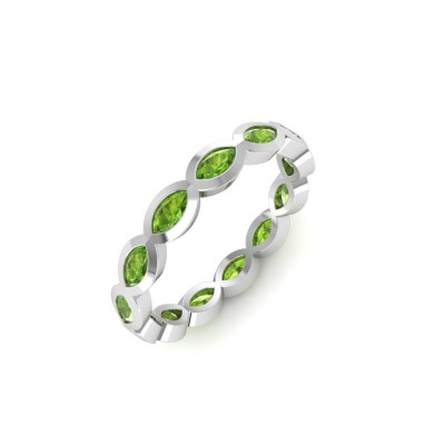 Peridot Marquise Birthstone Bezel Eternity Wedding Ring